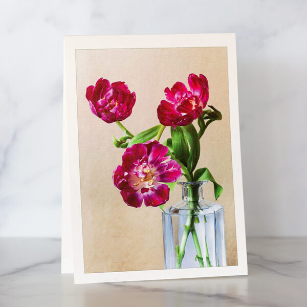 Photo of Pink Tulips in Decanter Greeting Card