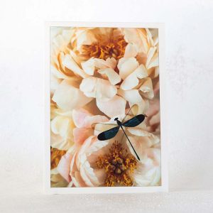 Dragonfly and Peonies Greeting Card