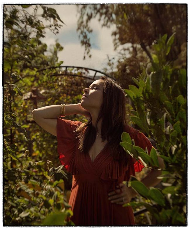 Portrait of woman in garden