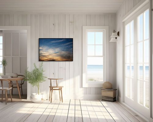 Image of central coast sunset canvas float mounted and framed.