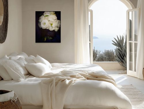 Lisianthus in Vase Framed Canvas