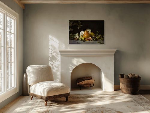 Pear and figs framed canvas