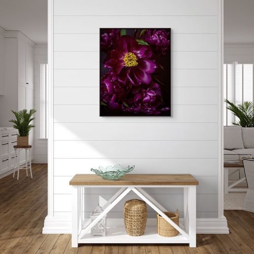 Image of purple peonies framed canvas print