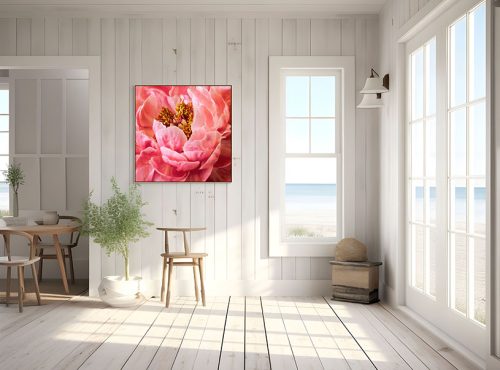 Rich Pink Peony Framed Canvas